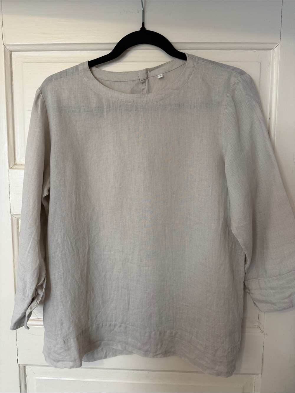 Muji Light Cream Relaxed Linen-Blend Blouse
